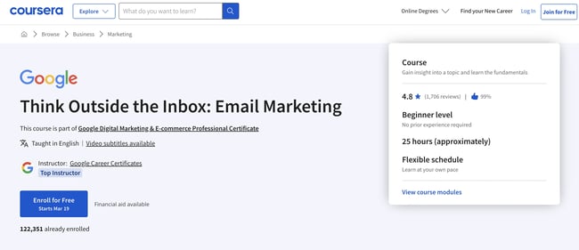 Image of Google’s Think Outside the Inbox course