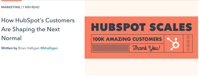 Thought leadership blog post example about HubSpot's customers