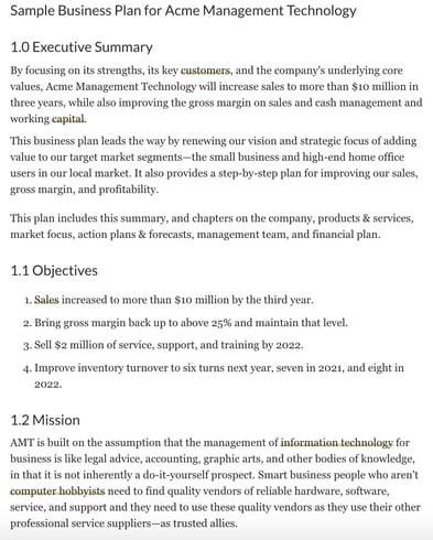 Fictional business plan by ThoughtCo.