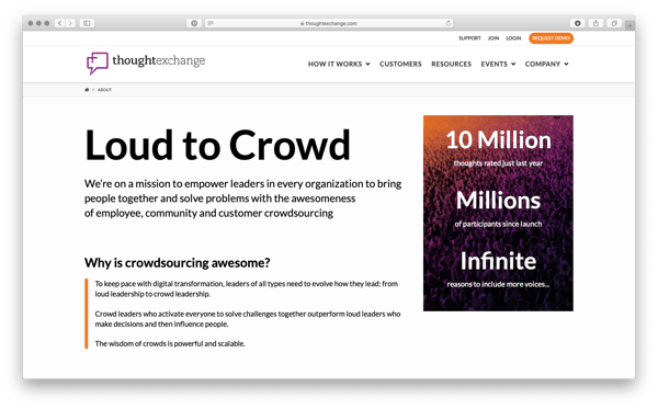 Thoughtexchange crowdsourcing example.