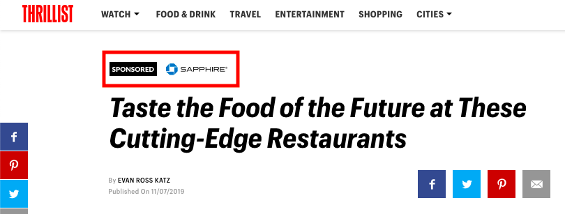 Thrillist x Sapphire advertorial