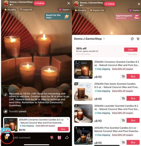 tiktok%20live%20shopping%20candles.png?width=496&height=513&name=tiktok%20live%20shopping%20candles - Is TikTok Becoming the Next QVC? All About TikTok Live Shopping