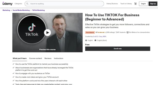 Image of the how to use TikTok for business course