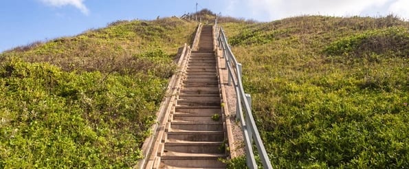 how to get promoted: image shows long flight of stairs outside