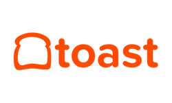 simple logo for Toast - bread icon with sans serif company name next to it