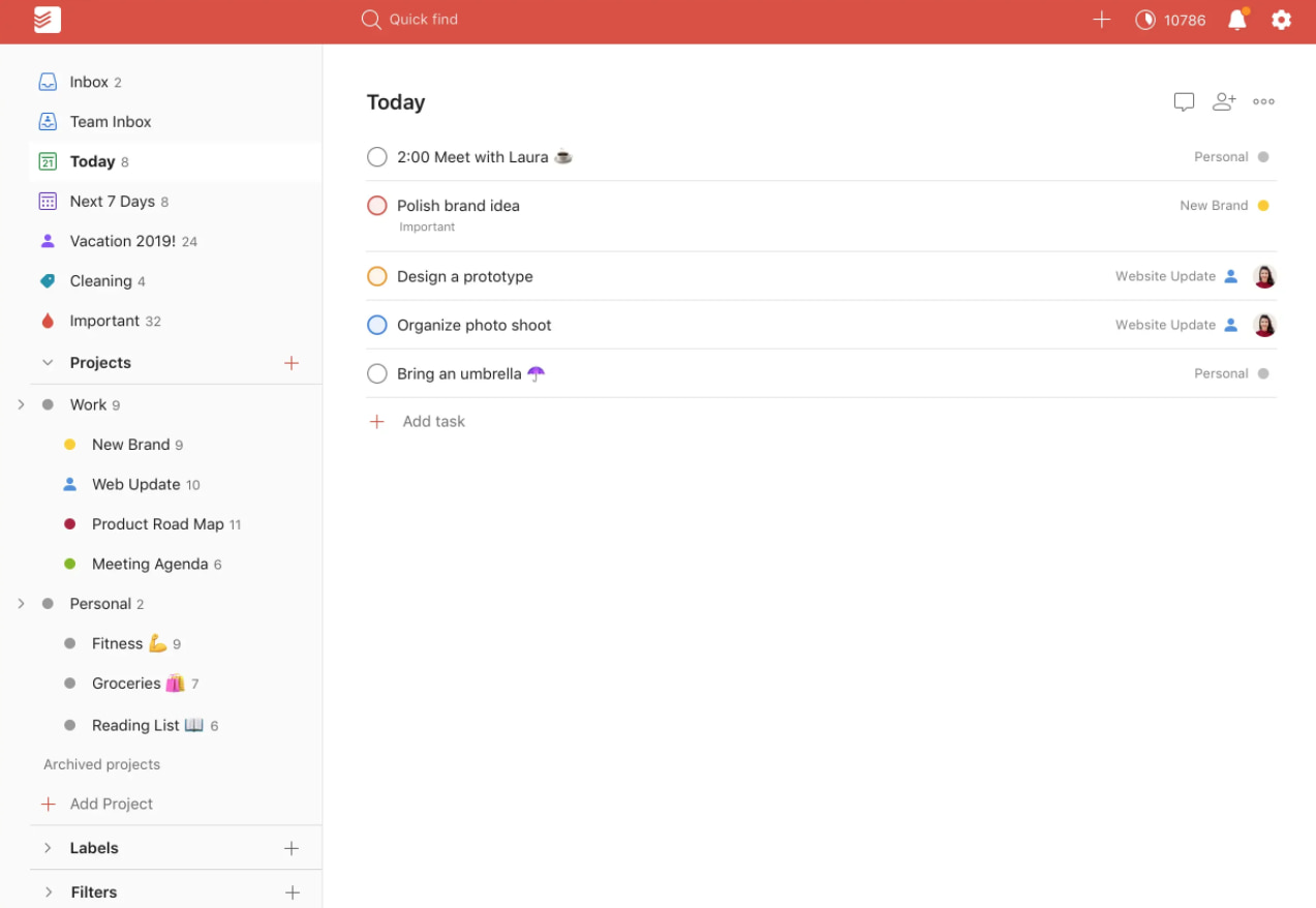 Project management software by Todoist