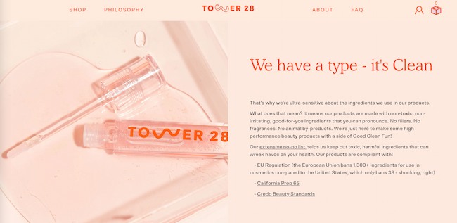 Branding example: Tower 28 Beauty