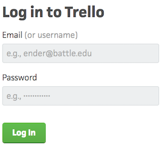 Clever copy on login page of Trello 