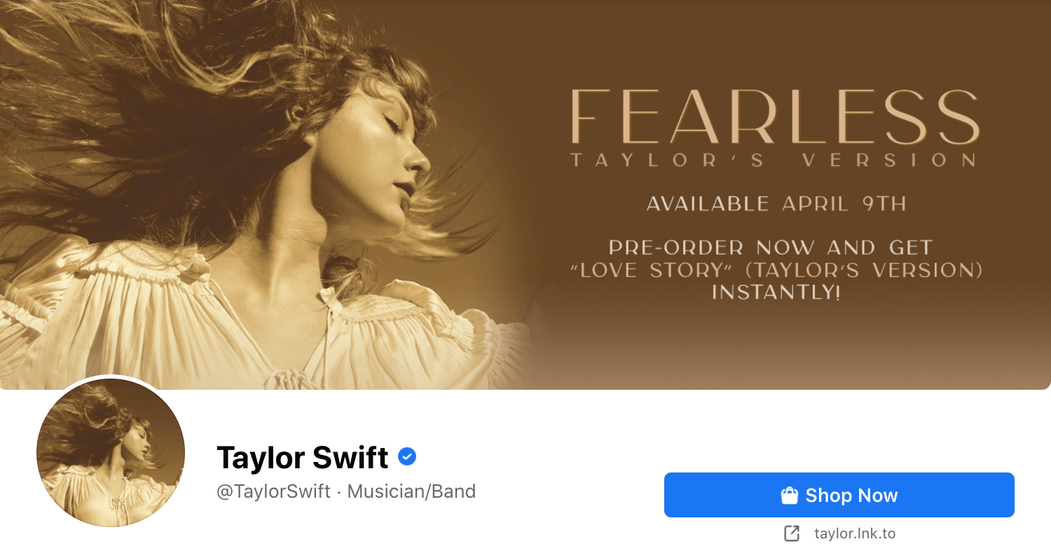taylor swift verified badge on facebook