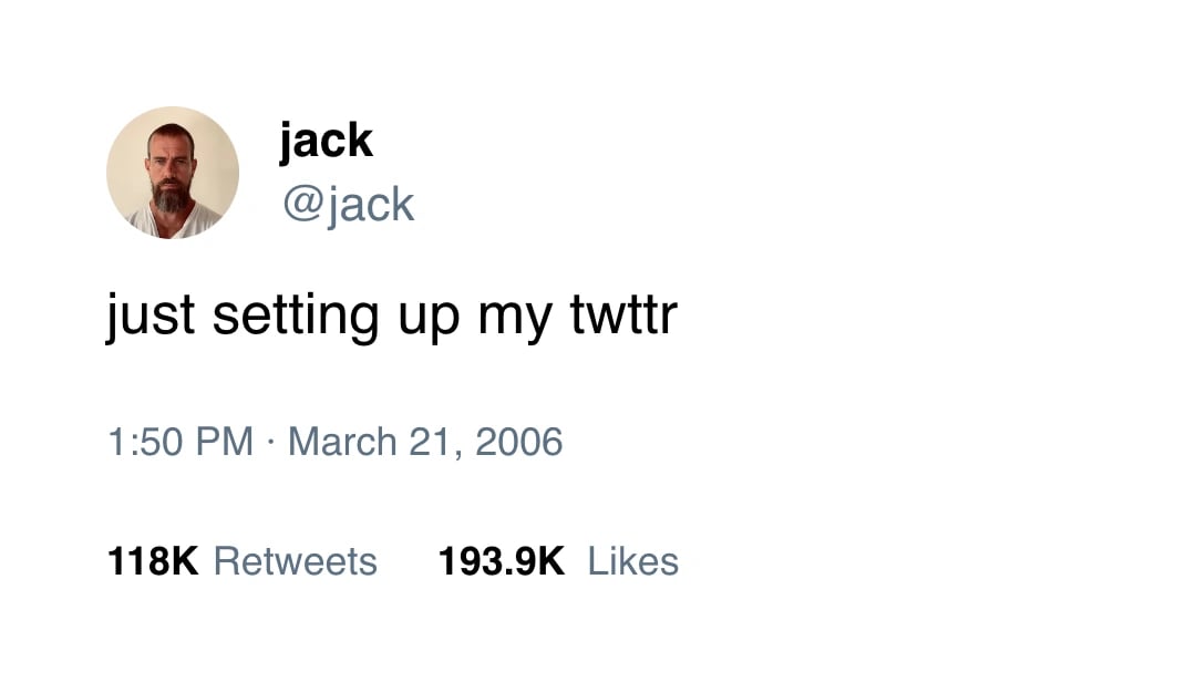 jack dorsey first tweet