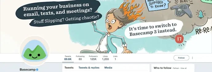 Funny Twitter header image by Basecamp