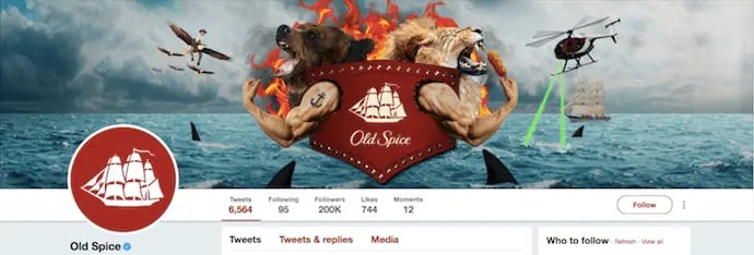 Funny Twitter header image by Old Spice