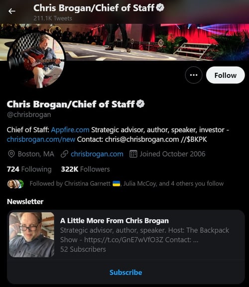 حساب کاربری قدرتمند توییتر: کریس بروگان