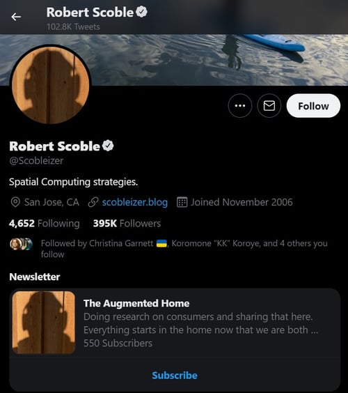 twitter user account: robert scoble