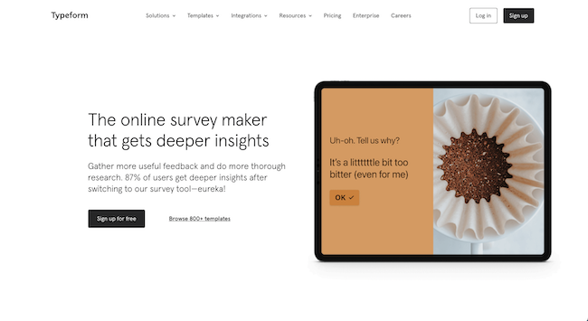 free online survey tool: typeform