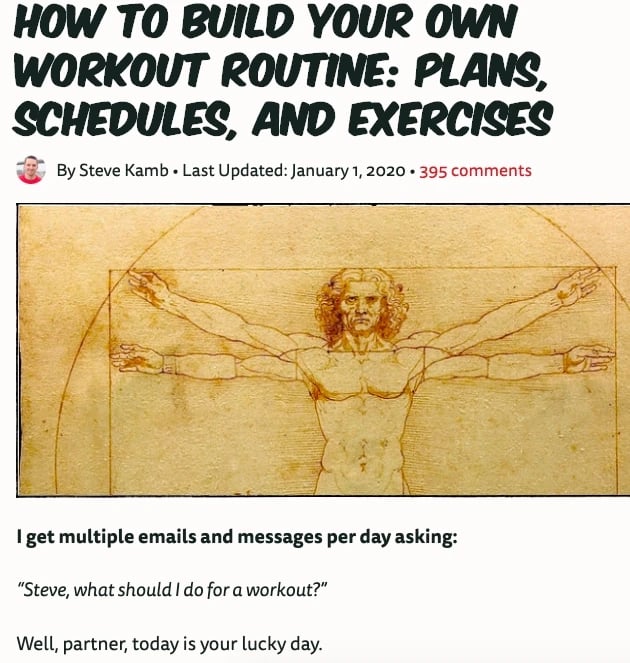 Fitness blog example
