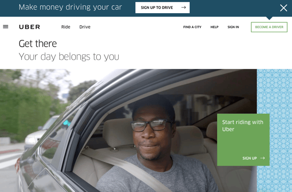 Uber double call to action buttons