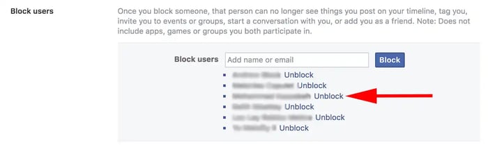 how to unblock someone on facebook: step 3