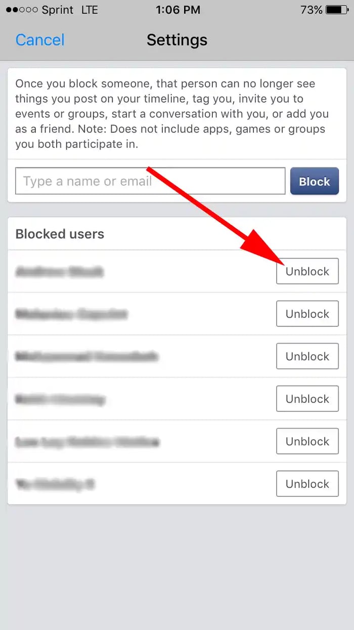 how to unblock someone on facebook: step 8