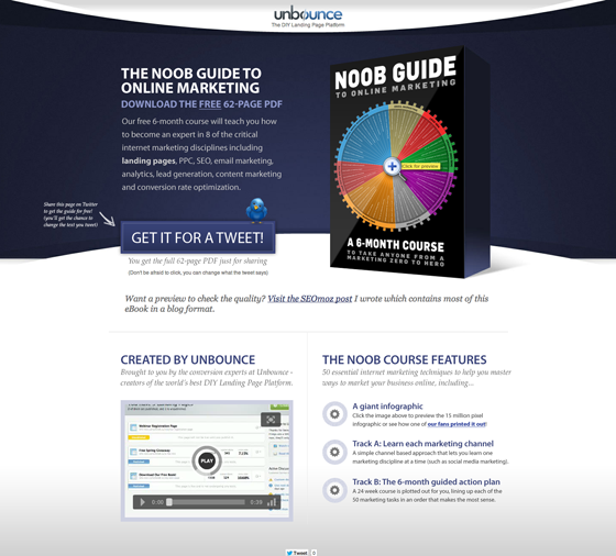 Unbounce landing page a/b testing example