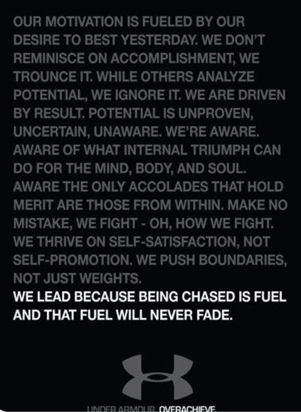 Screenshot of Under Armour's brand manifesto