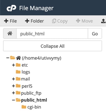 upload an html file to wordpress: public_html folder inside cpanel