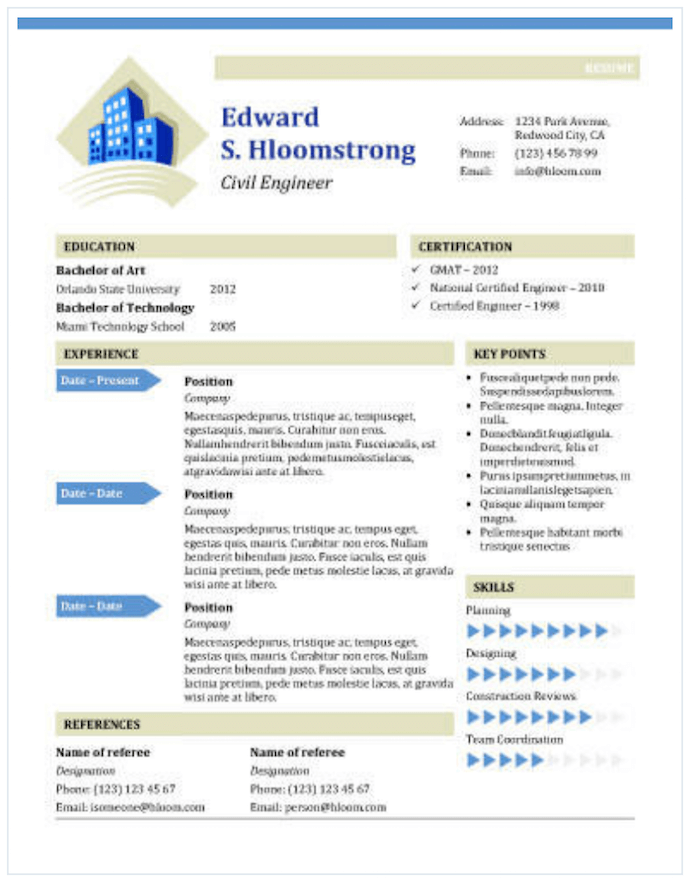 Civil engineer's resume template for MS Word