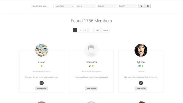 member profile directory sample page from userpro