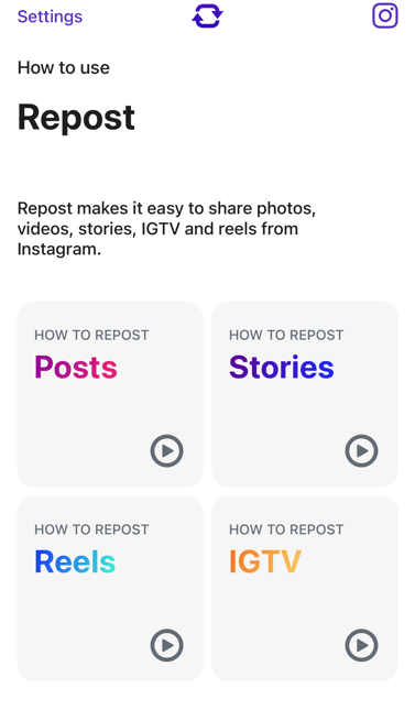 use the repost app to repost images on instagram