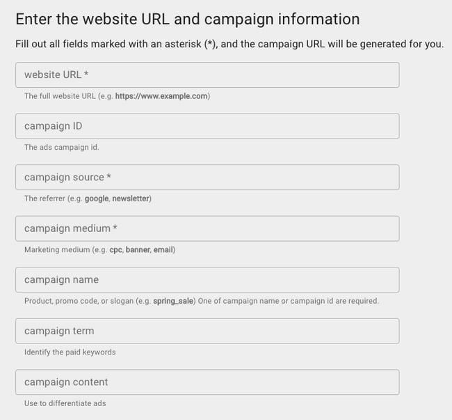 how to build utm codes google analytics:  fill out the form