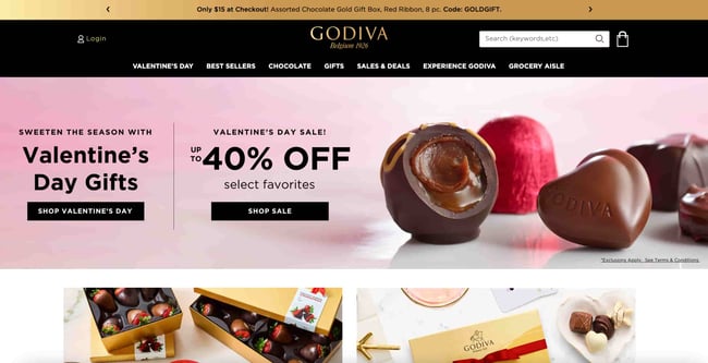 valentine's day website design: Godiva 