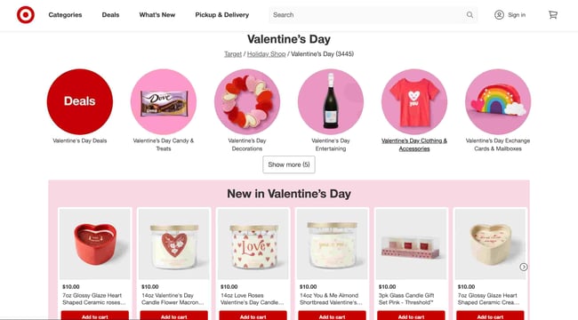 valentine's day website design: target 