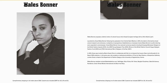 Company Profile Examples: wales bonner
