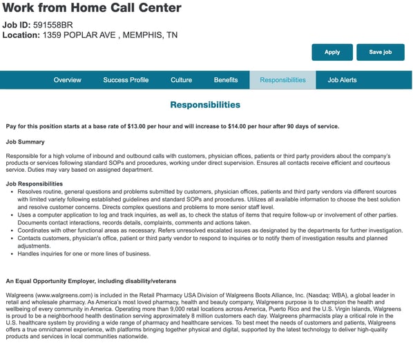 work from home customer service job: walgreens call center agent