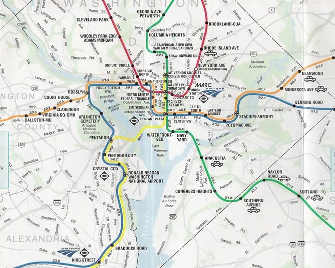 washington dc geographic subway map