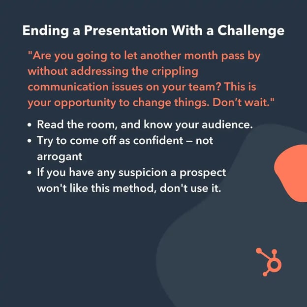 how to end a presentation examples ending with a challenge