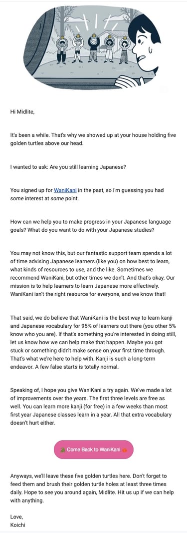 we miss your business letter, wanikani