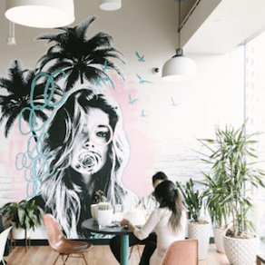 creative wework office space creative wework office space with mural and palm trees - 7 tips for instagram for business eproductions interactive web team