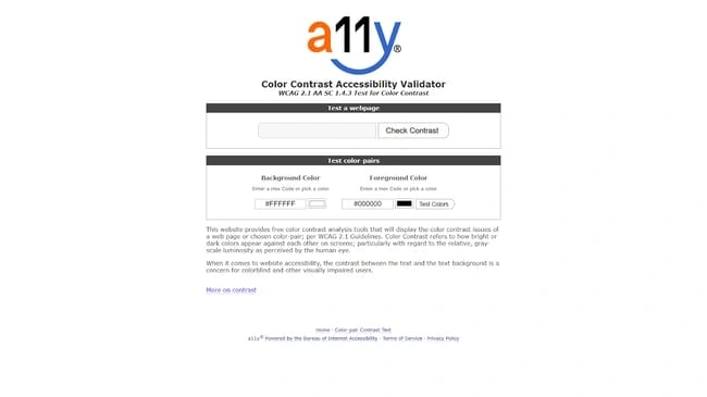 A11y Color Contrast Accessibility Validator web accessibility tool