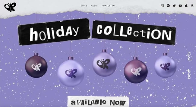 web design trends: Olivia Rodrigo's Y2K inspired website with purple textured background image 