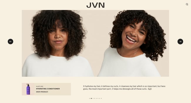website carousel examples: jvn hair