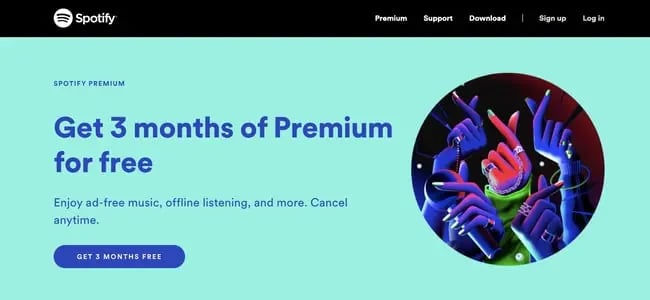 a web design example on Spotify.com
