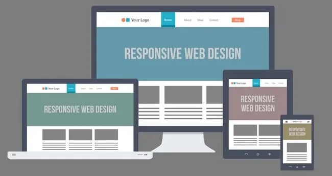 an illustration of a responsive web page on different devices