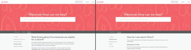 a help page on Airbnb.com