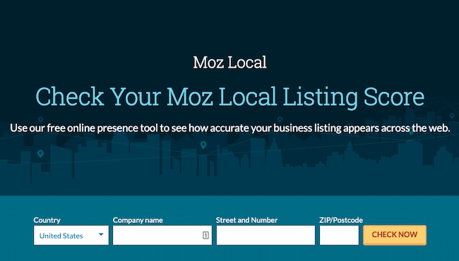 Website optimization tools: Moz Local Listing Score