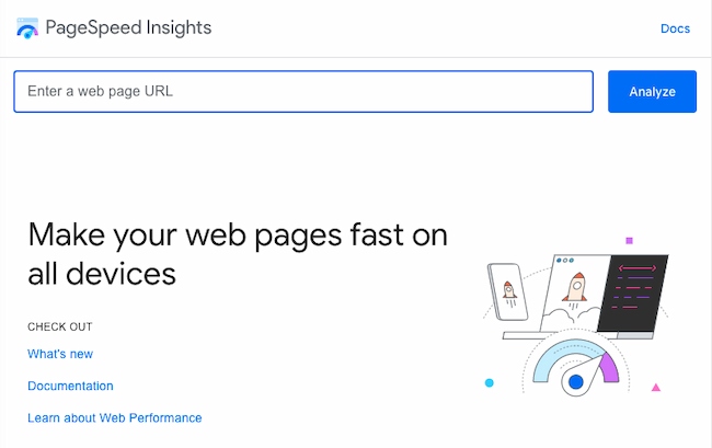 Website optimization tools: PageSpeed Insights
