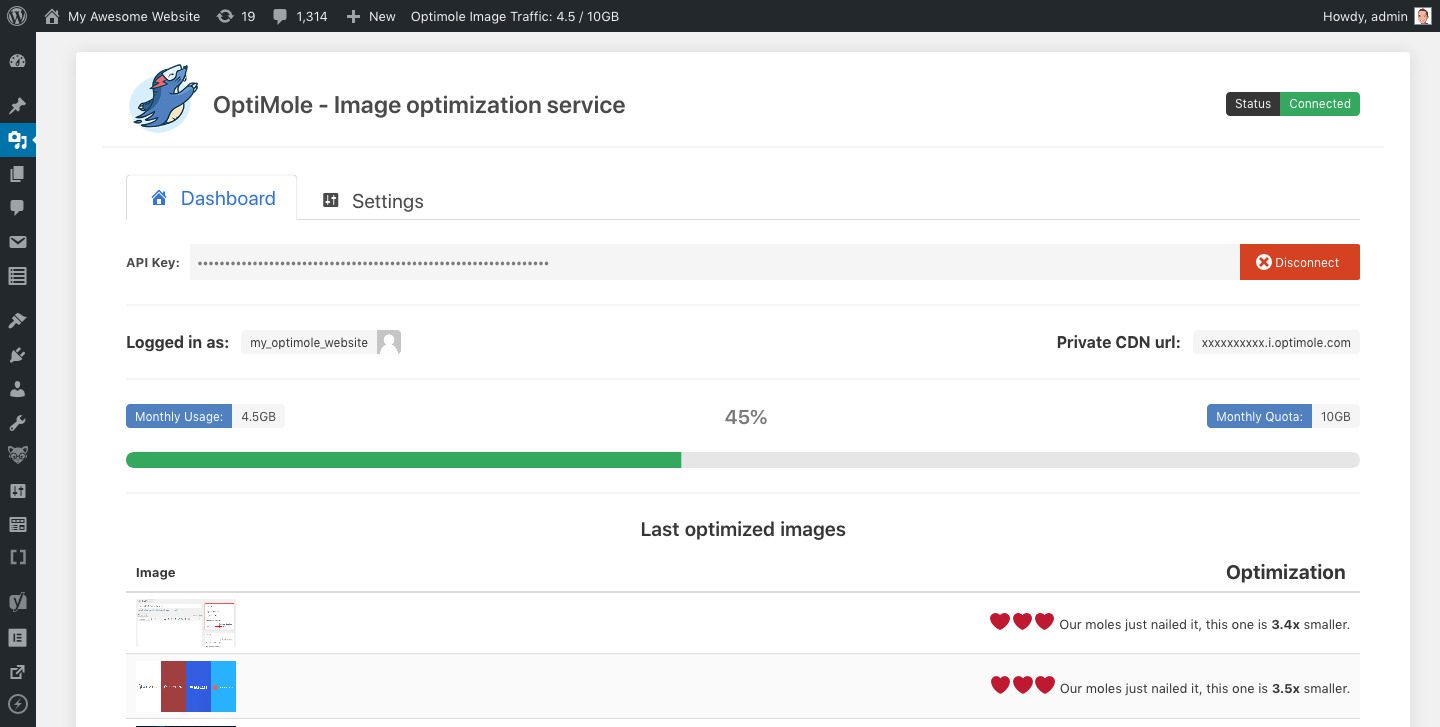 website plugin example, Optimole: Image Optimization Plugin