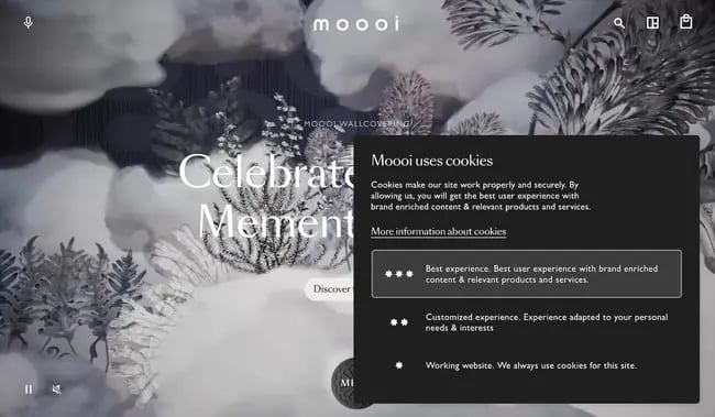 website pop up examples: moooi