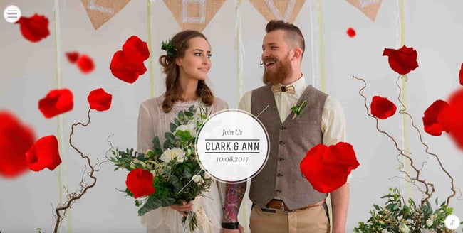 wedding theme wordpress idylle shows couple surrounded by red roses 