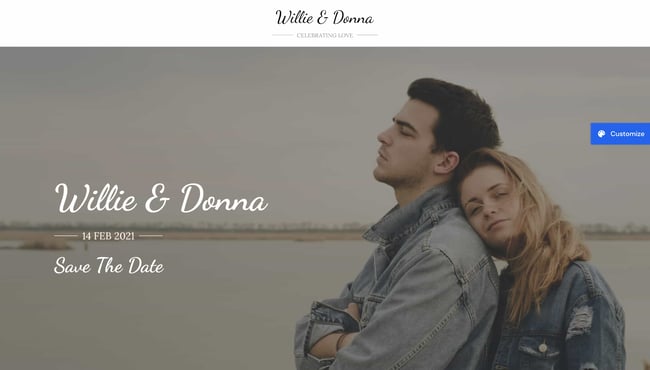 wedding theme wordpress Astra homepage demo shows a couple resting heads on eachothers shoulders on the beach. 